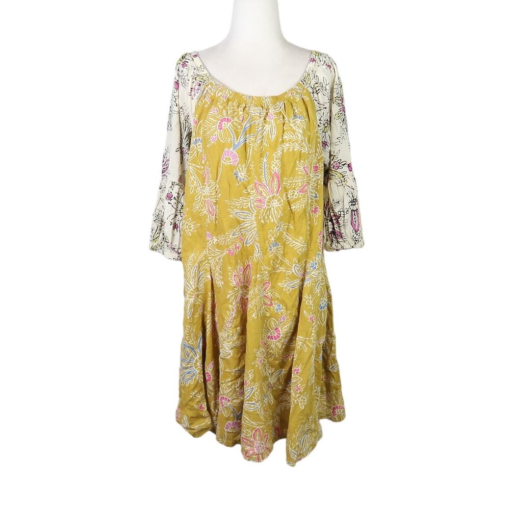 Anthropologie Daily Practice Mollie Tunic Dress Yellow Floral Small